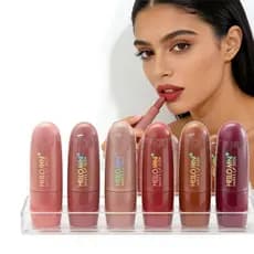 Kit com 6 batons matte femininos, 6 cores batom matte claro de longa duração, batom matte feminino, produto de beleza, r