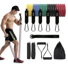 Kit Elástico Extensor 11 Itens Musculação Em Sua Casa