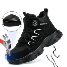 Botas De Segurança Indestrutíveis Com Botão Giratório Para Homens , Trabalho Biqueira De Aço Respirável , Anti