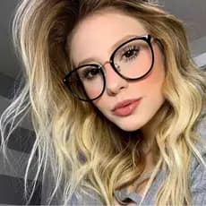 Óculos Feminino Armação Redondo Adulto Lentes de Grau