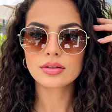 Óculos de Sol Hexagonal Feminino Inspire Proteção UV400 Modelo Luxo
