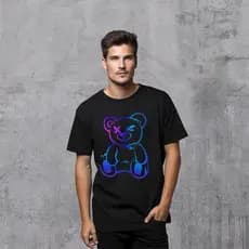 Camiseta Masculina Urso Neon 100% Algodão Promoção