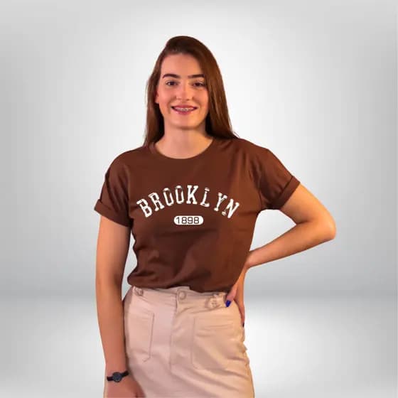 Camiseta Feminina Estampada Brooklyn T-Shirt 100% Algodão Casual Promoção