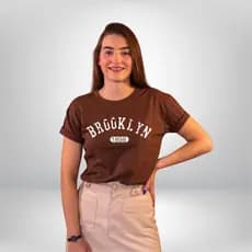 Camiseta Feminina Estampada Brooklyn T-Shirt 100% Algodão Casual Promoção
