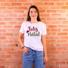 Camiseta Blusa T-Shirt Unissex Natalina 100% Algodão Feliz Natal Básica