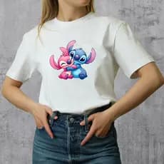 T-Shirt Feminina Estampa Stitch 100% Algodão Promoção