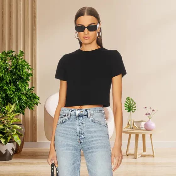 Cropped Feminino Básico Manga curta Baby Tee Blusinha Promoção