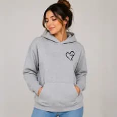 Moletom Canguru Feminino Estampa Coração Cruz Moda Evangélica Blusa de Frio 100% Algodão