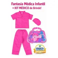 Fantasia Infantil Médica de Luxo c/ 7 Assessórios Conjunto Completo e Confortável
