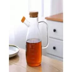 Galheteiro de Vinagre/Azeite com Tampa de Bambu e Bico Dosador Jarra de Vidro 900ml