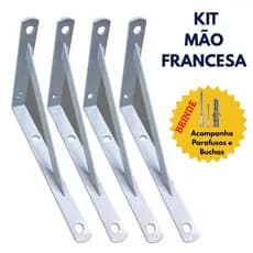 Kit Mão Francesa Reforçada Cantoneira Metálica Triângulo Suporte Prateleira Bancada Armário 15 a 40cm