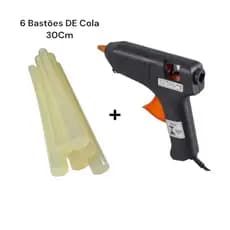 Kit Pistola de Cola Quente Bivolt 40w + 6 Bastão Refil 11mm x 30Cm