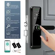 Fechadura Digital 5 em 1 Suporte Tuya Controle APP Biometria Senha Cartão Chave Para Casa Escritório