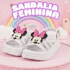 Sandália Papete Menina Minnie Confortável Leve e Segura Trança