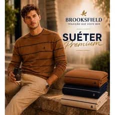 Suéter Brooks Masculino Linho Nobre Trançado Listrado Premium   Inverno