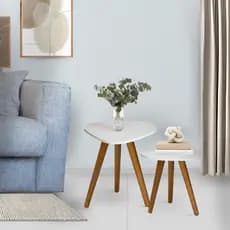 Jogo de Mesa Laterais Sala Pe Palito Retro Decorativa Tampo Orgânico