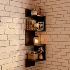 Prateleira De Canto Decorativa Livros Nicho Mdf Branca Preta