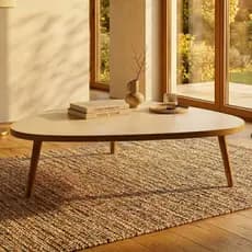 Mesa de Centro Moderna Orgânica Para Sala Pés de Madeira