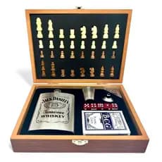 Kit Jogo Xadrez c/ Cantil, Baralho e Dados