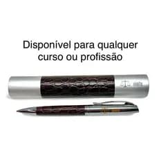 Caneta Luxo Metálica Personalizada c/ Estojo Couro Presente Formatura + NOME