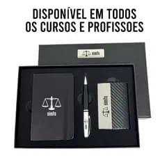 Kit Executivo c/ Caneta Caderneta e Porta Cartão Personalizado Presente Formatura Profissão + NOME