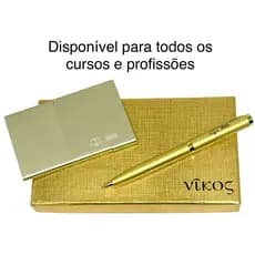kit Caneta c/ Porta Cartão Metal Personalizado Presente Formatura + Nome