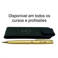 Caneta Metálica Personalizada Dourada c/ Estojo Couro Presente Formatura Profissão + NOME