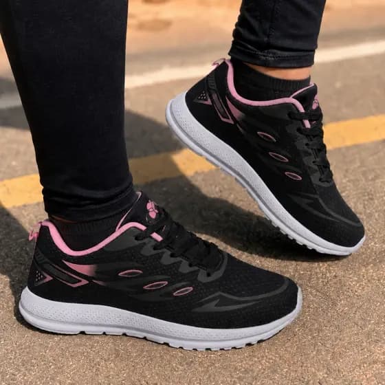 Tênis Feminino para Corrida e Academia Leve Confortável Original Dia a Dia e Trabalho Preto