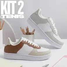 Kit 2 Pares Tênis Infantil Juvenil Escolar Branco Macio e Resistente Várias Cores