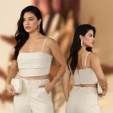 Cropped feminino top com alça e zíper