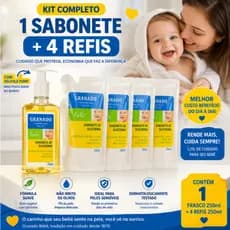Kit Completo Granado Bebê – Sabonete Líquido 250ml + 4 Refis Glicerina e Cuidado Diário