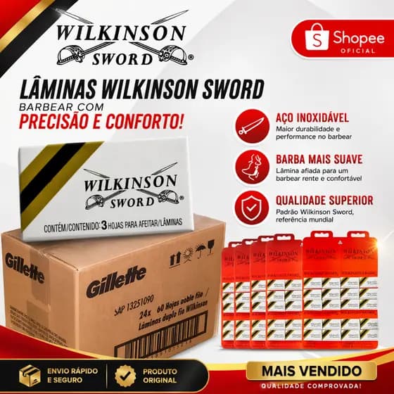 Lâmina de Barbear Wilkinson Sword Original Aço Inox Para Barbear Revenda Promoção