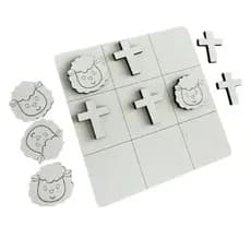 Kit 10/20/30 Unidades Jogos da Velha Lembrancinha Ovelha Páscoa Jesus Cruz MDF Tabuleiro Brinquedo