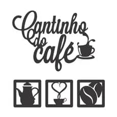 Kit 4 Peças Cantinho do Café Decoração Sala Espera Recepções Cozinha Escritório