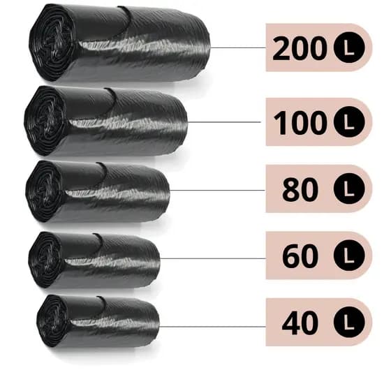 Saco De Lixo Plástico Reforçado 1k Antivazamento 40l 60l 80l 100l 200l Litros