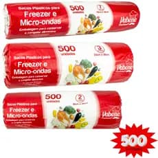 Saco Plástico 500 Un Freezer e Micro-ondas 2l 3l 7l Litros