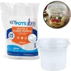 Kit Potes De Plástico 140ML Com 25 Unidades Transparente