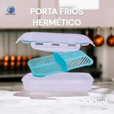 Porta Frios Hermético Organizador de 700ml com 2 Divisórias e Tampa c/ 4 Travas de ALTA VEDAÇÃO