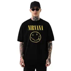 Camiseta Oversized Banda Nirvana Banda de Rock 100% Algodão