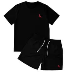 Kit Camisa + Short Tactel Masculino Camiseta Básica 100% Algodão
