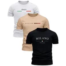 Kit 3 camisa Masculinas Confortável 100% Algodão Premium Camiseta Países lançamento