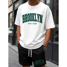 KIT Conjunto BOSTON Camiseta +Short TACTEL Algodão100% envio rapido Brooklyn New York Estiloso