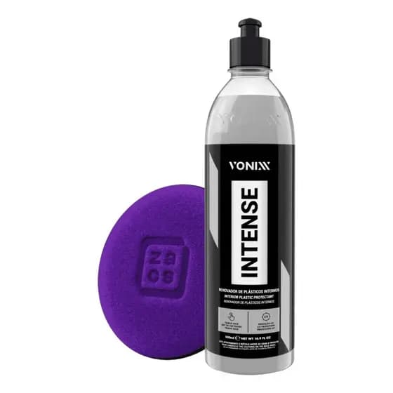Intense 240ml Vonixx e aplicador de espuma Revitalização e Proteção de Plasticos Interno