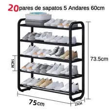 Sapateira Multiuso com 5 Andares - 75 cm de Largura Prateleira de armazenamento de sapateira