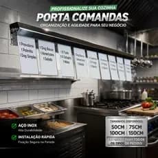 Porta Comandas Inox 50 75 100 150cm Organizador de Pedidos Cozinha Profissional Alta Durabilidade