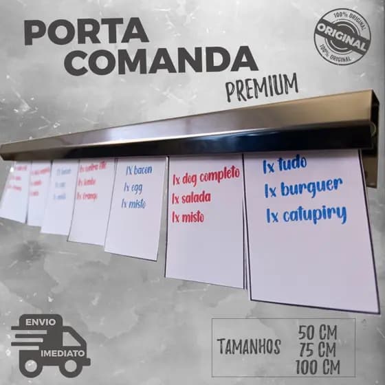 Porta Comanda 50 - 75 - 100 -150 cm Aço Inox Reforçado Premium Envio Imediato