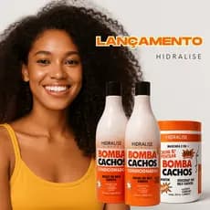 Kit Shampoo 1L Condicionador Bomba Cachos+ Creme de Pentear e Ativador de Cachos 2 em 1 - Hidralise