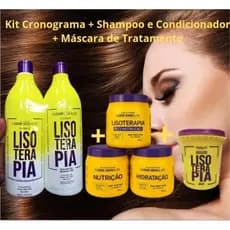 Kit Lisoterapia Cronograma Hidratação Nutrição Reconstrução+ Shampoo e Condicionador Pós+ Máscara de tratamento Completo