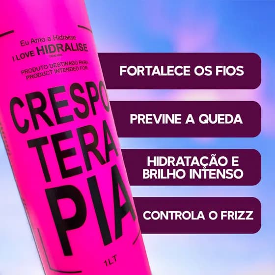 Mascara Crespoterapia Tratamento para Cabelos Crespos Hidralize 1L Hidrata Fortifica Antifrizz Bilho Intenso