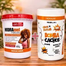 Kit Máscara Mel Cola Fitagem+ Creme de Pentear Bomba Cachos